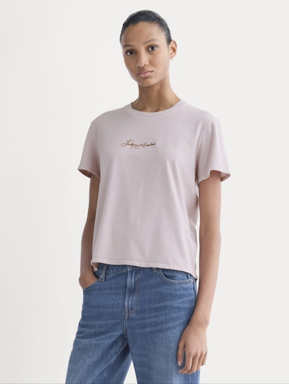 NWT Everlane x The Laufey Foundation Burnished Lilac Embroidered Box-Cut Tee